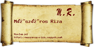 Mészáros Riza névjegykártya